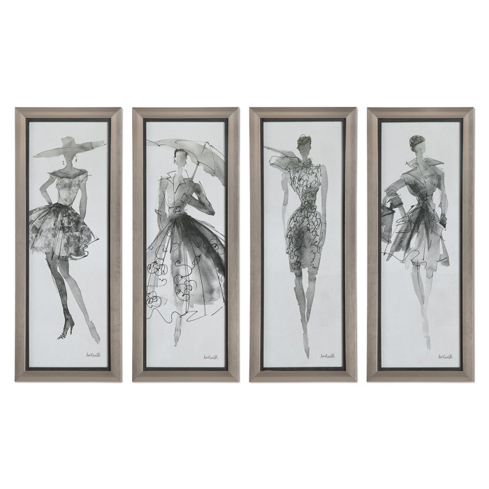 Mercer41 Fashion Sketchbook Art 4 Piece Single Picture Frame Graphic